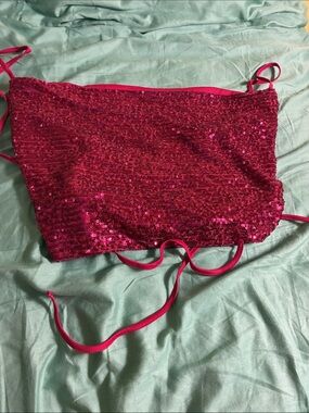 Hot pink sequin crop top